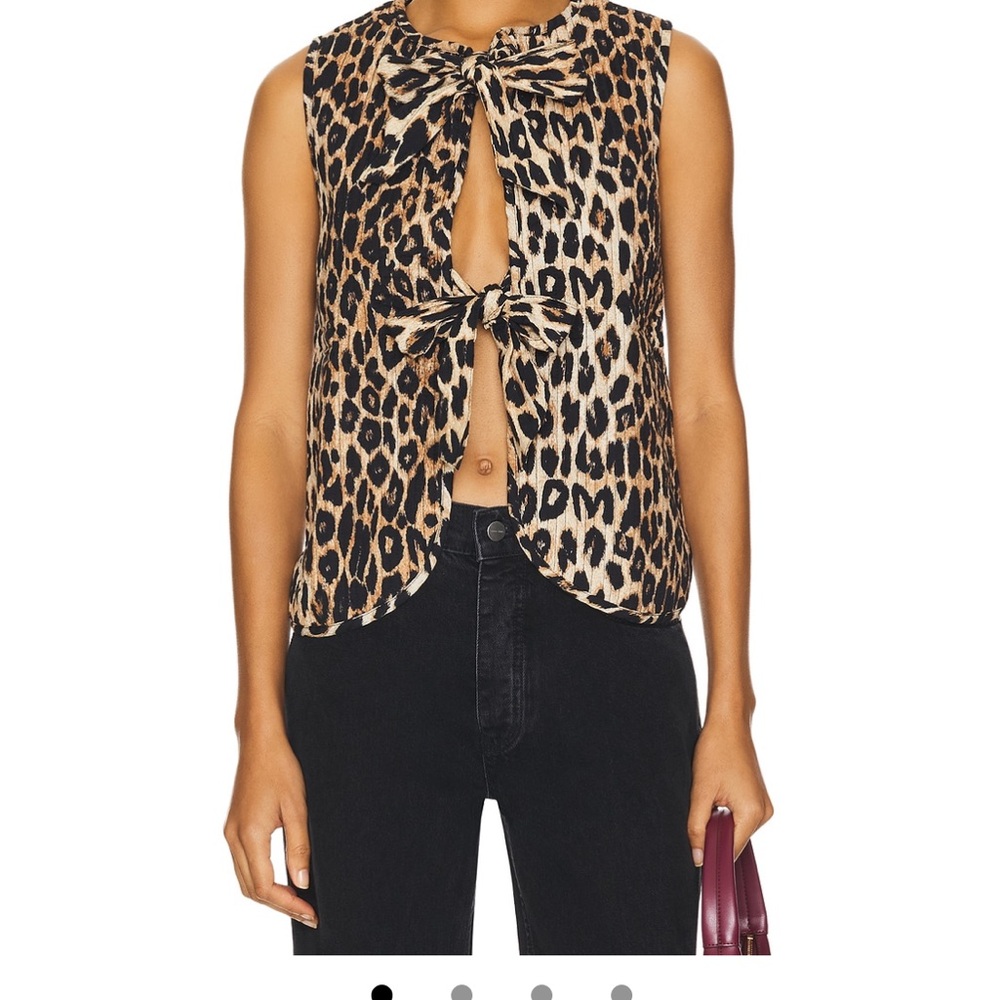 Damson Madder Tilly Gillet - tie front leopard print vest